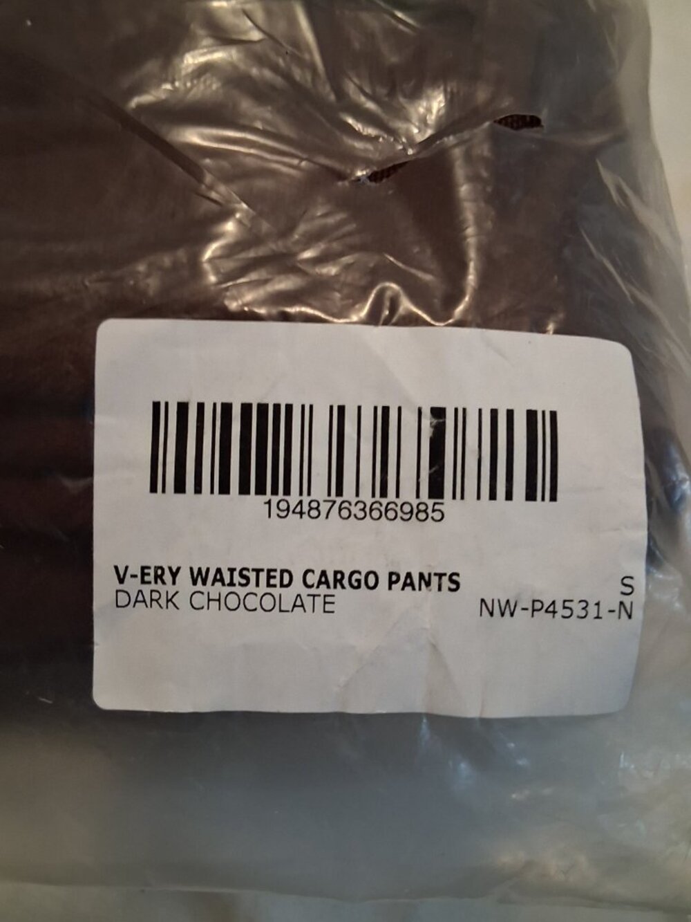NWT Naked Wardrobe V-Ery Waisted Cargo Pants Dark Chocolate. Size S - Picture 4 of 5